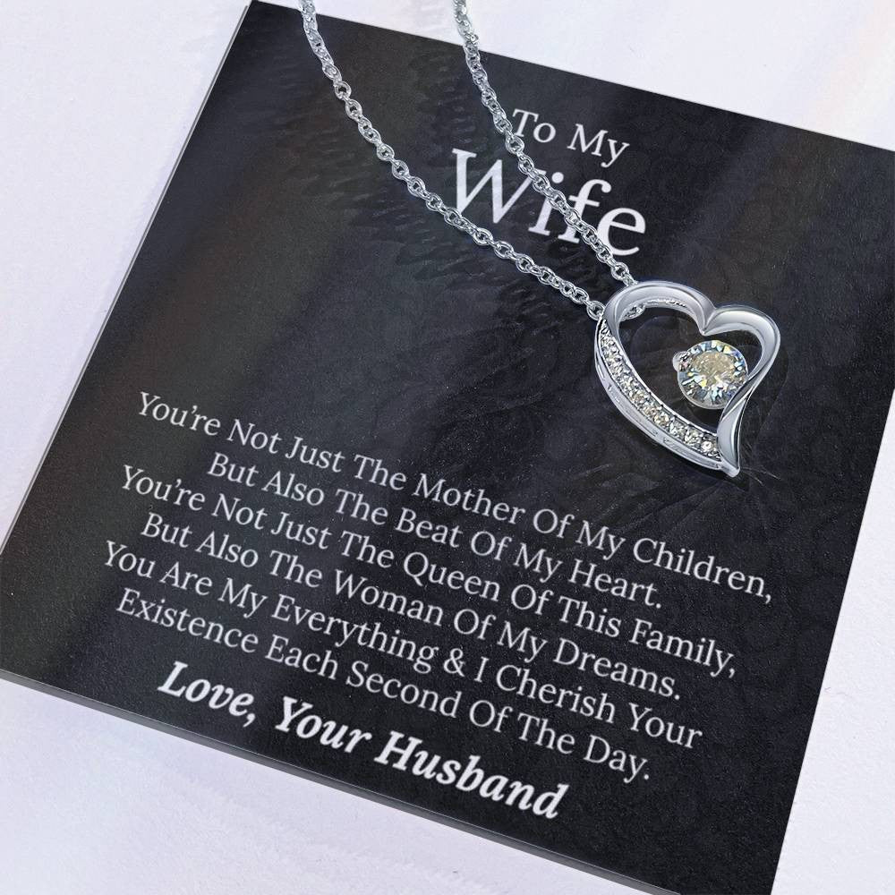 To My Wife - Beat Of My Heart - Forever Love Necklace with Red Heart Rose Box