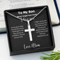 To My Son - Never Forget How Much I Love You - Personalized Stainless Steel Cross Necklace