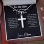 To My Son - Never Forget How Much I Love You - Personalized Stainless Steel Cross Necklace