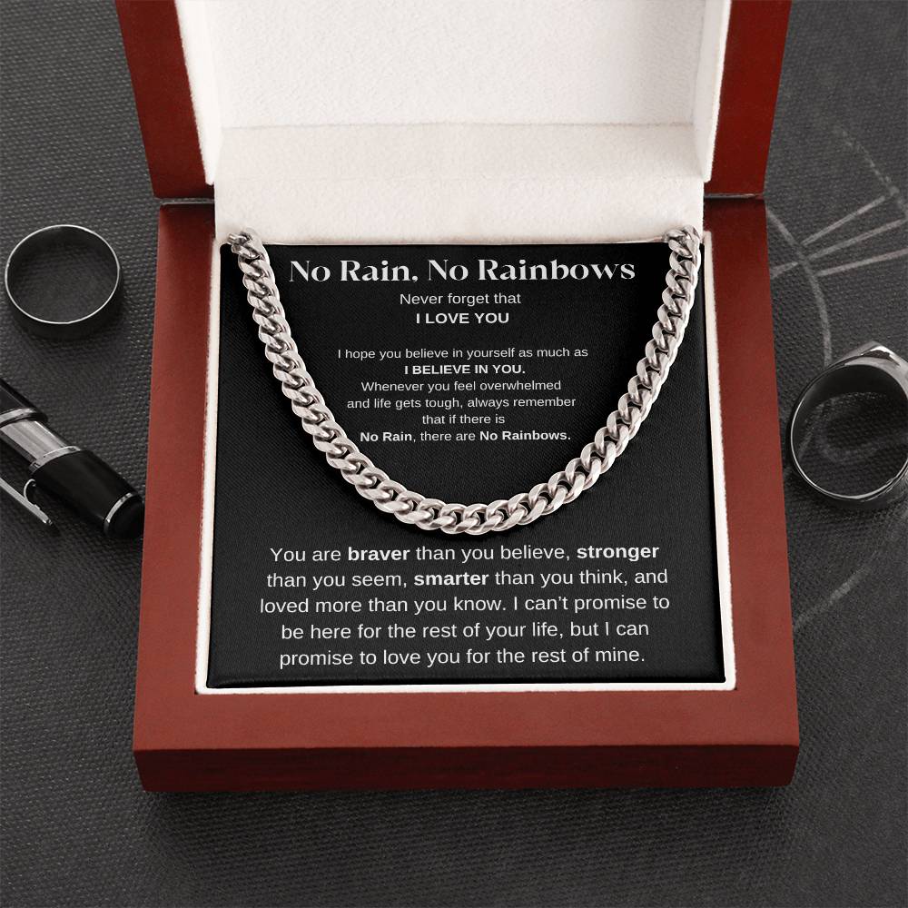 No Rain No Rainbows - Never Forget That I Love You - Cuban Link Chain