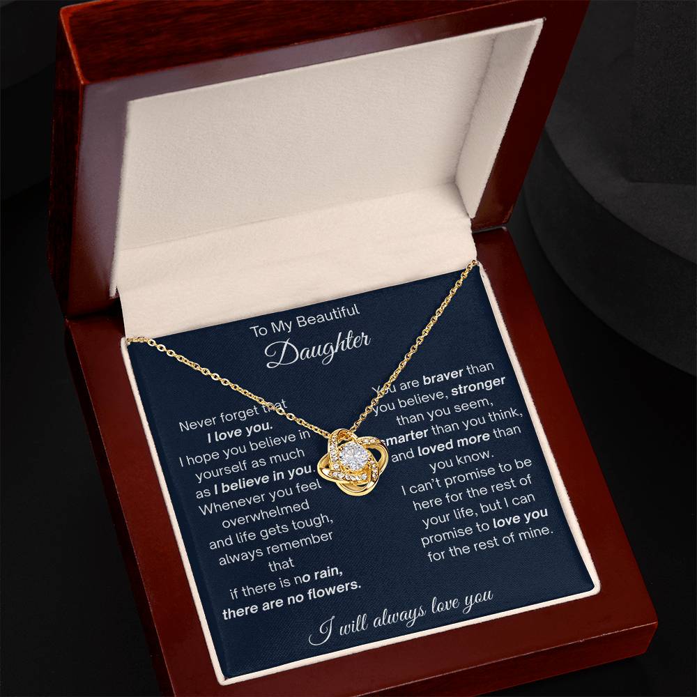 To My Beautiful Daughter - Never Forget That I Love You - Love Knot Necklace