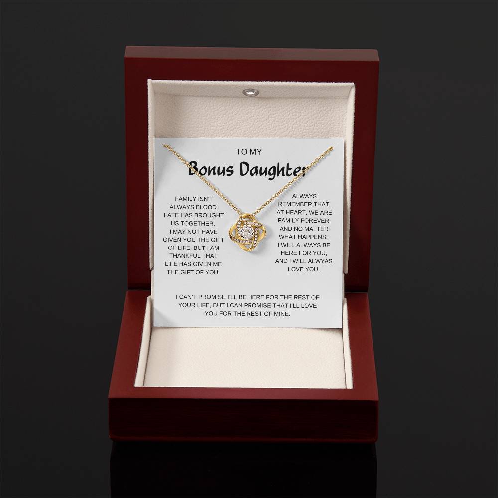 To My Bonus Daughter | I Will Always Love You | Love Knot Necklace