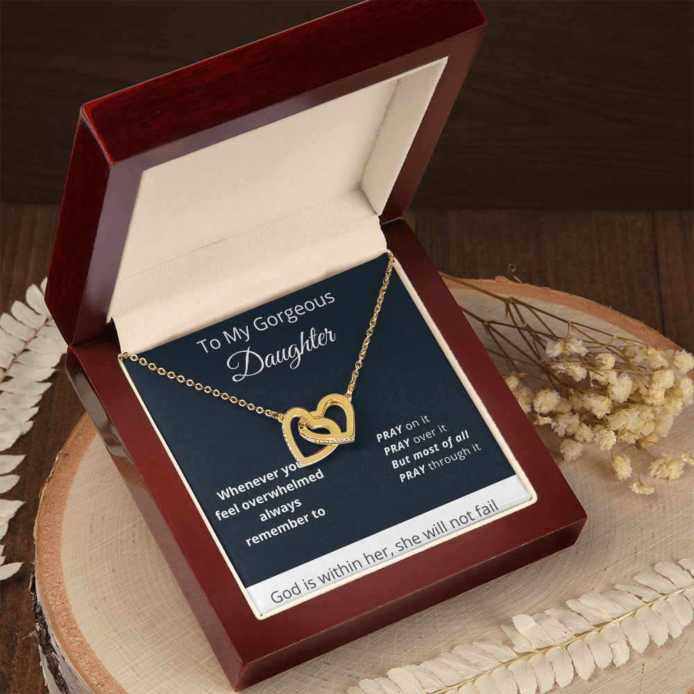 To My Gorgeous Daughter - God Is Within Her - Interlocking Hearts Necklace