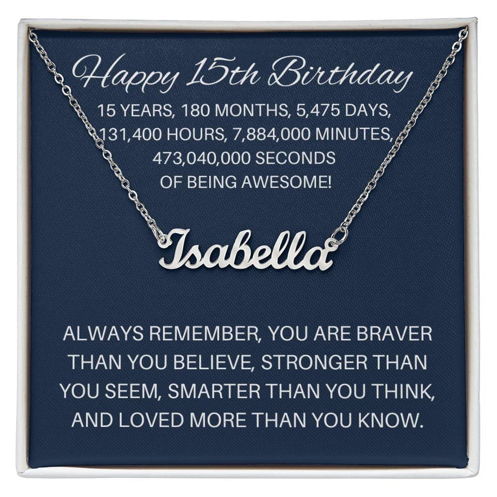 Personalized 15th Birthday Gift - Custom Name Necklace