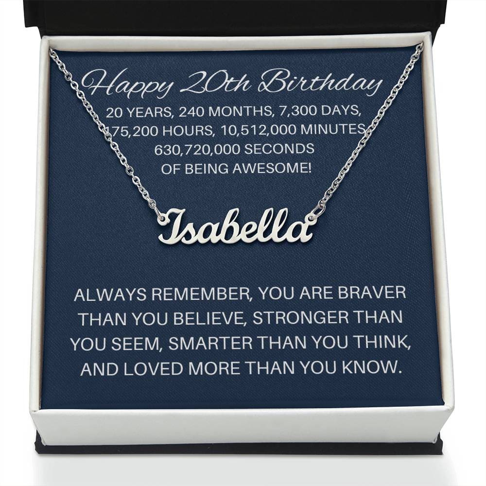 Personalized 20th Birthday Gift - Custom Name Necklace