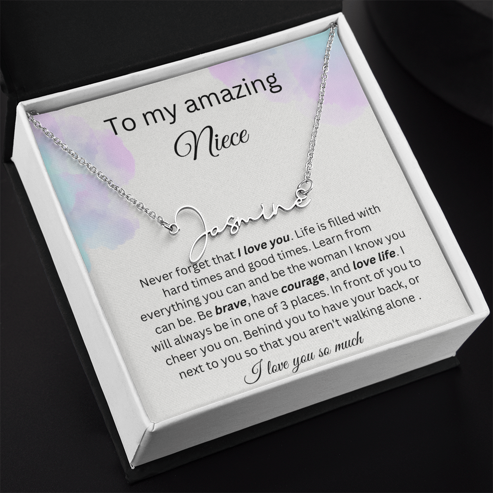 To My Amazing Niece - I Love You So Much - Signature Style Name Necklace