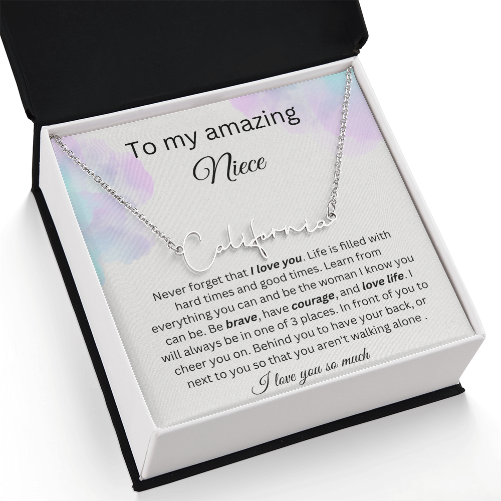 To My Amazing Niece - I Love You So Much - Signature Style Name Necklace