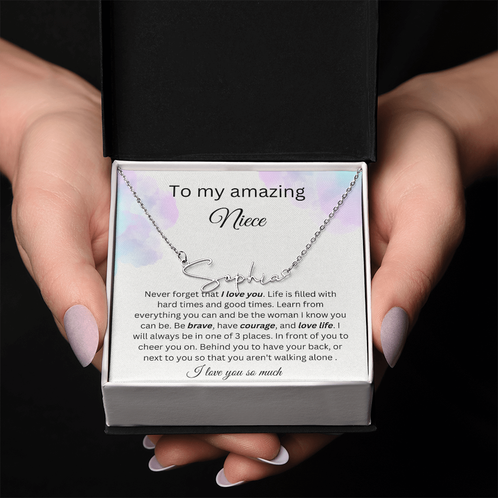 To My Amazing Niece - I Love You So Much - Signature Style Name Necklace