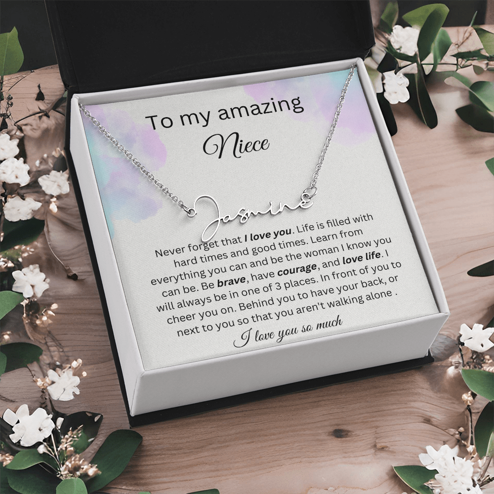 To My Amazing Niece - I Love You So Much - Signature Style Name Necklace