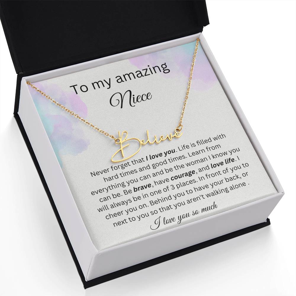 To My Amazing Niece - I Love You So Much - Signature Style Name Necklace