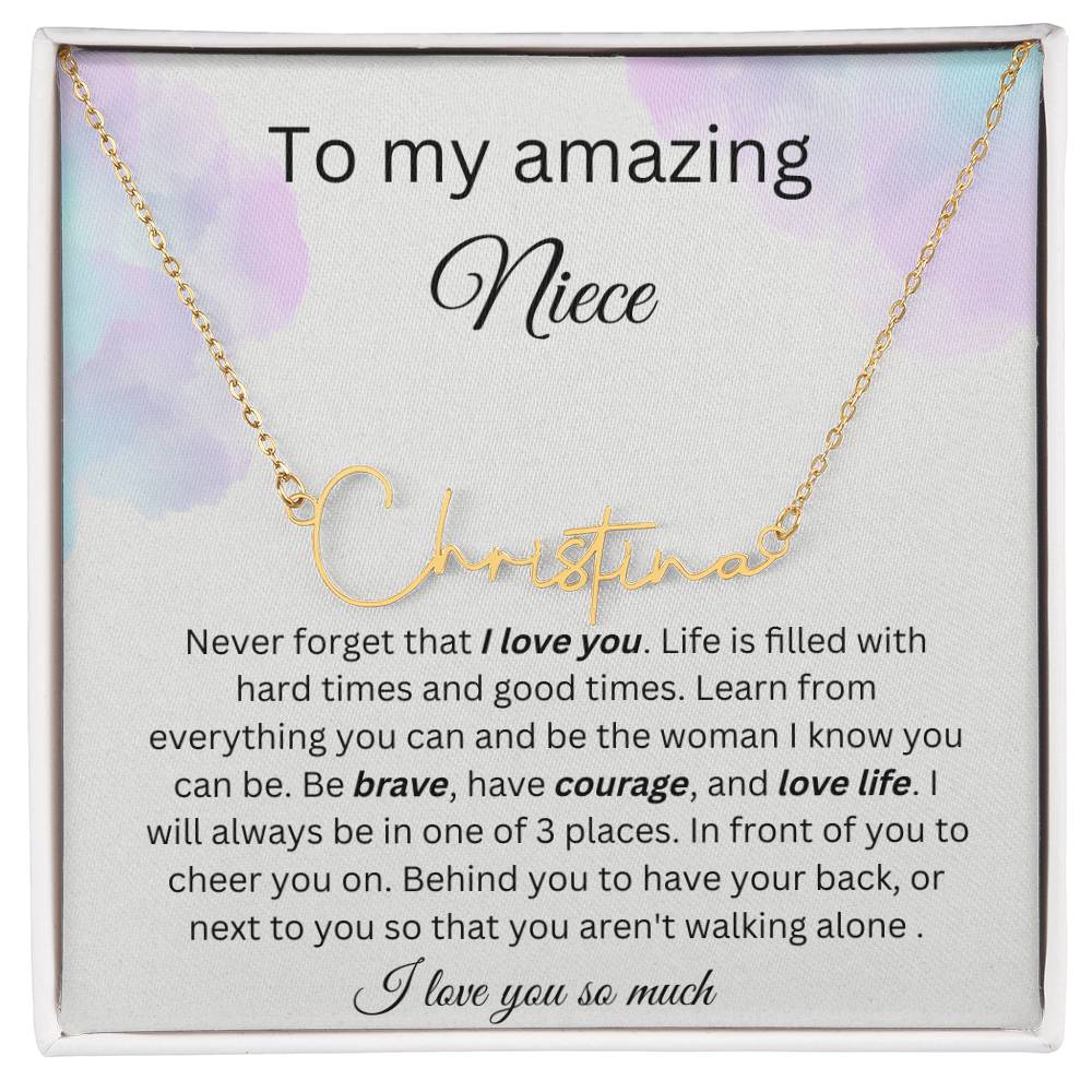 To My Amazing Niece - I Love You So Much - Signature Style Name Necklace