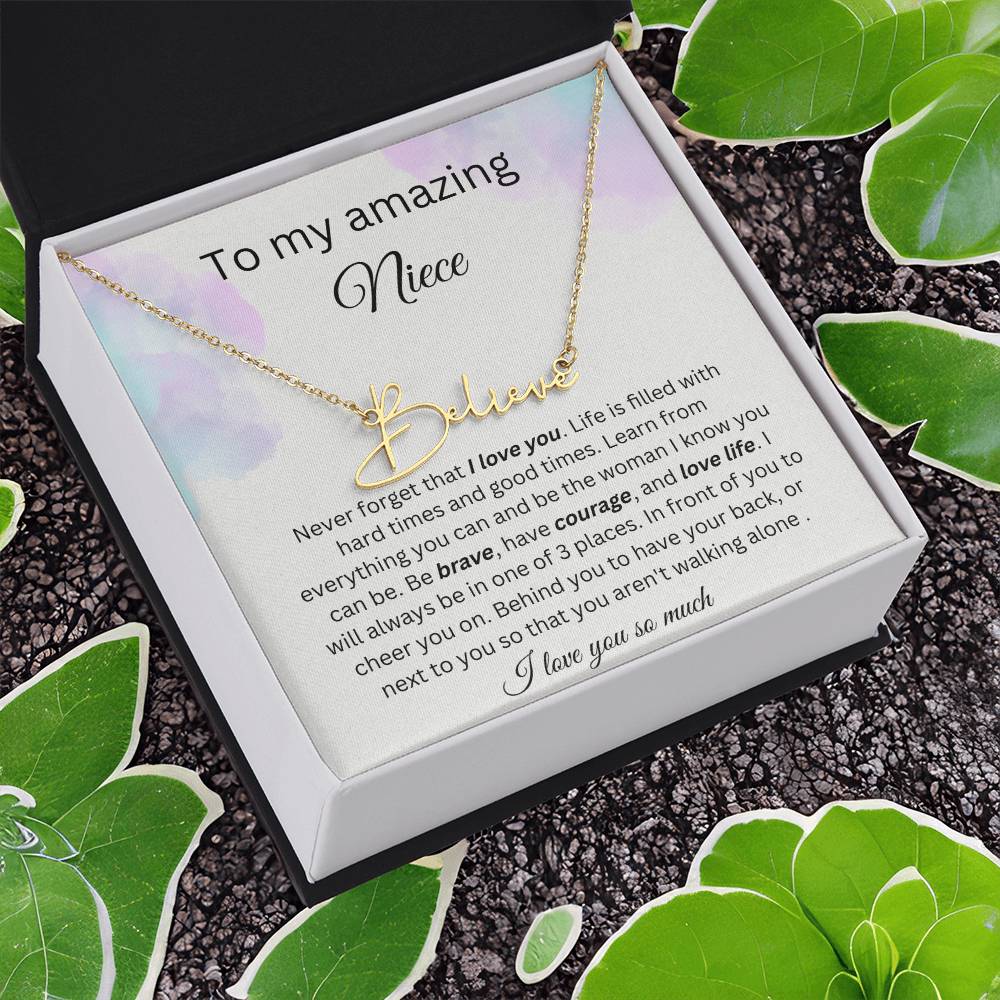 To My Amazing Niece - I Love You So Much - Signature Style Name Necklace