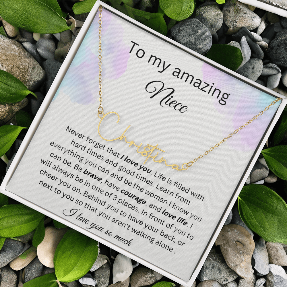 To My Amazing Niece - I Love You So Much - Signature Style Name Necklace