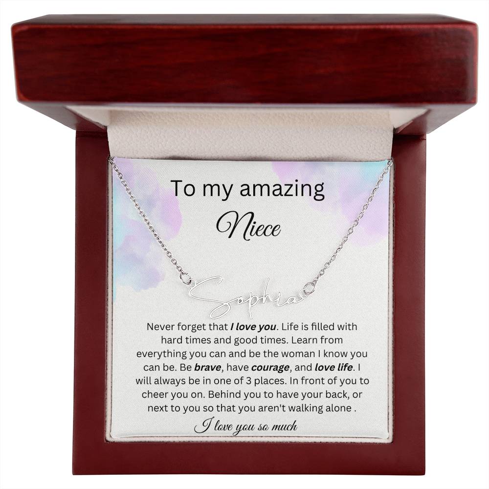 To My Amazing Niece - I Love You So Much - Signature Style Name Necklace