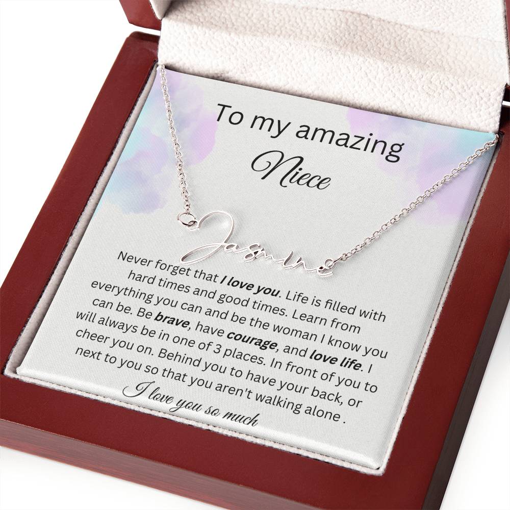 To My Amazing Niece - I Love You So Much - Signature Style Name Necklace