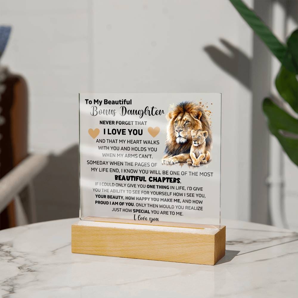 To My Bonus Daughter - I Am Proud Of You - Square Acrylic Plaque