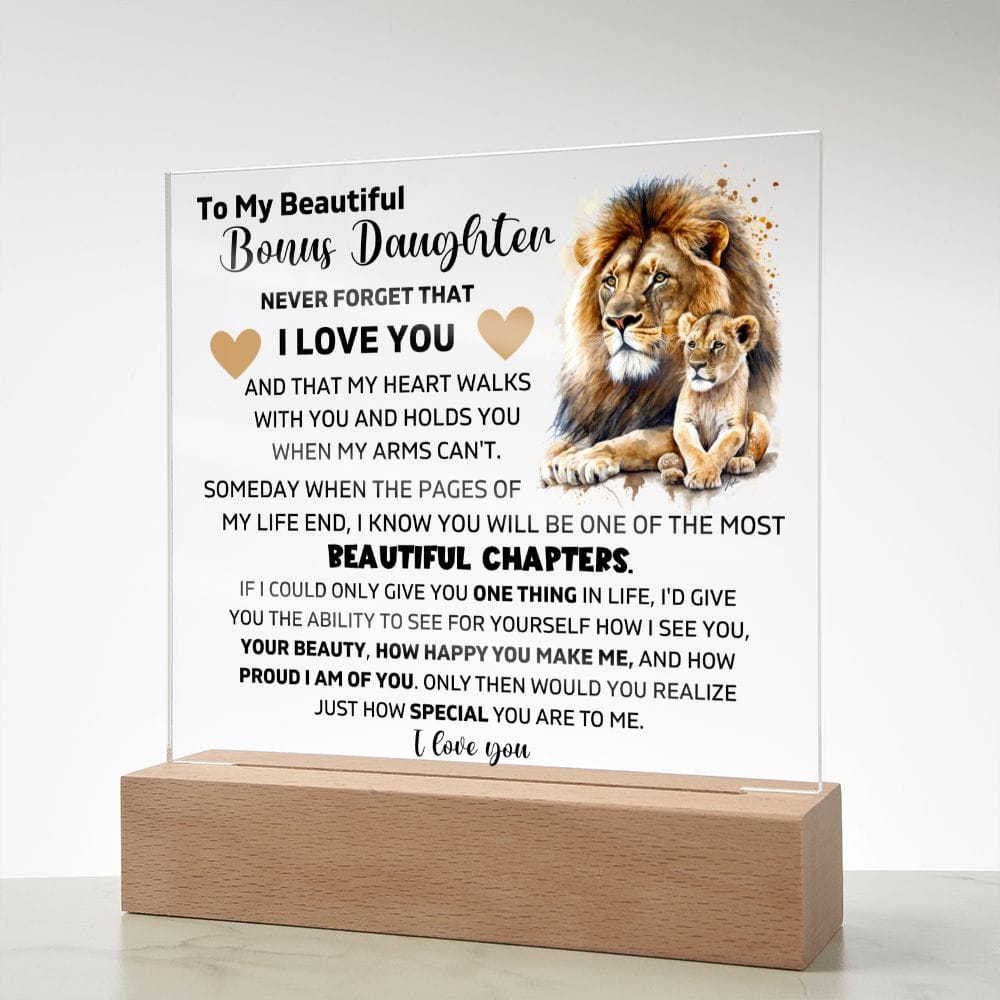 To My Bonus Daughter - I Am Proud Of You - Square Acrylic Plaque