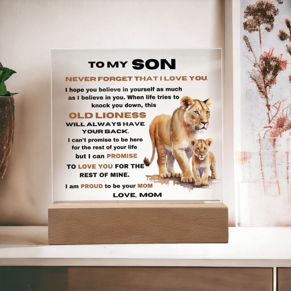 To My Son - Never Forget that I Love You - From Mom - Square Acrylic Plaque