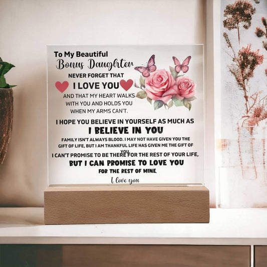 To My Bonus Daughter - I Believe In You - Square Acrylic Plaque