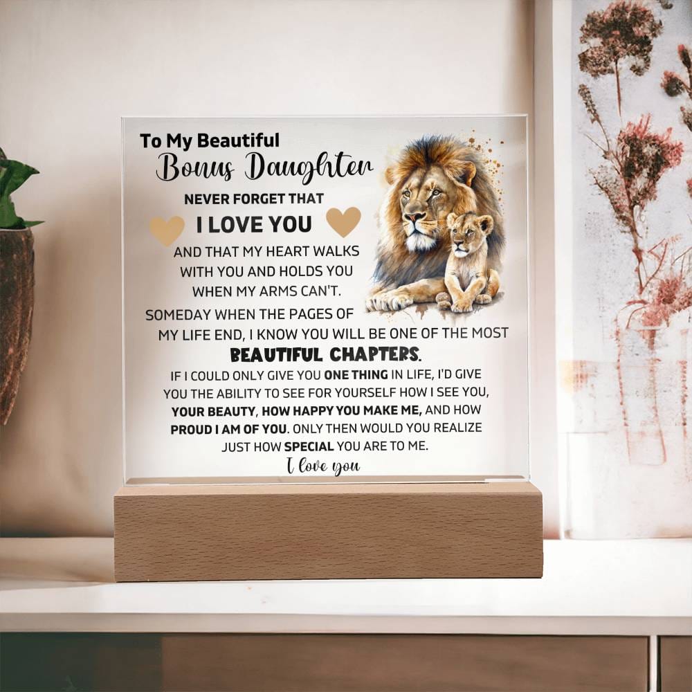 To My Bonus Daughter - I Am Proud Of You - Square Acrylic Plaque