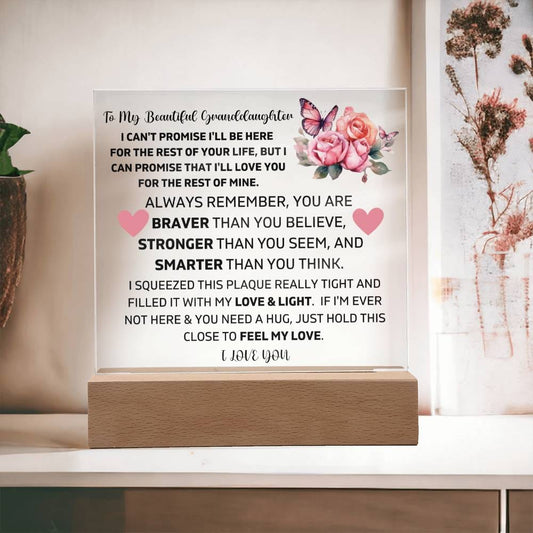 To My Granddaughter - I'll Love You For The Rest Of My Life - Square Acrylic Plaque