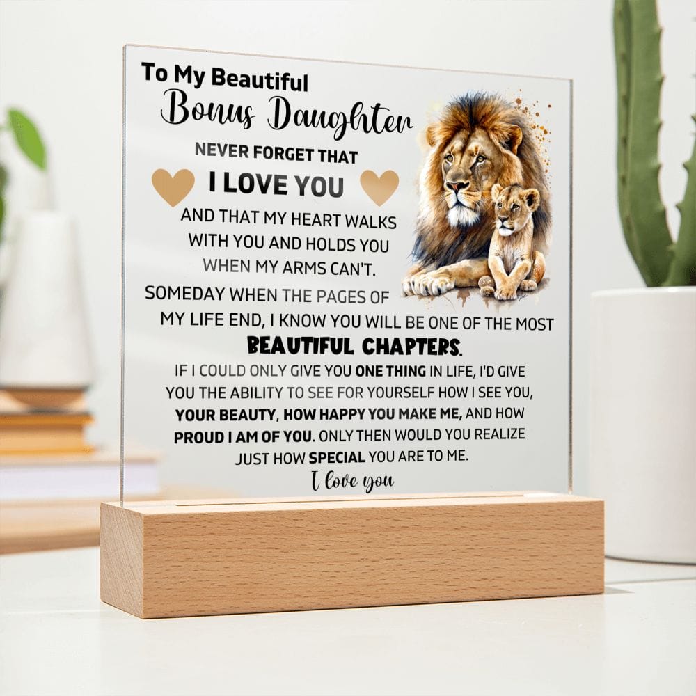 To My Bonus Daughter - I Am Proud Of You - Square Acrylic Plaque