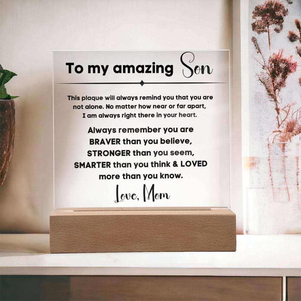 To My Amazing Son - You Are Not Alone - Square Acrylic Plaque