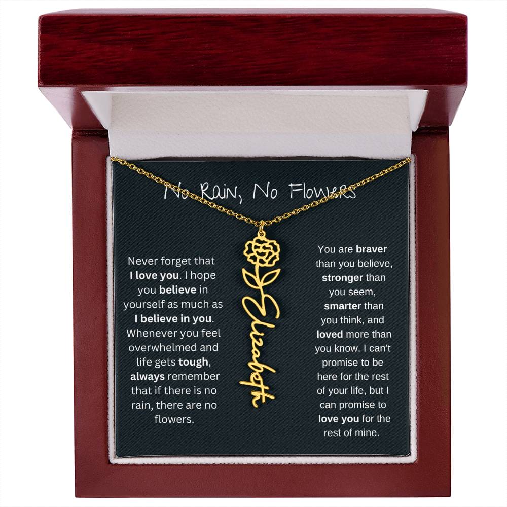 Never Forget That I Love You - Flower Name Necklace