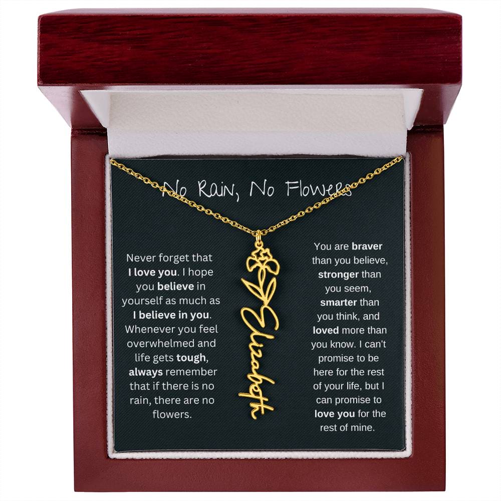 Never Forget That I Love You - Flower Name Necklace