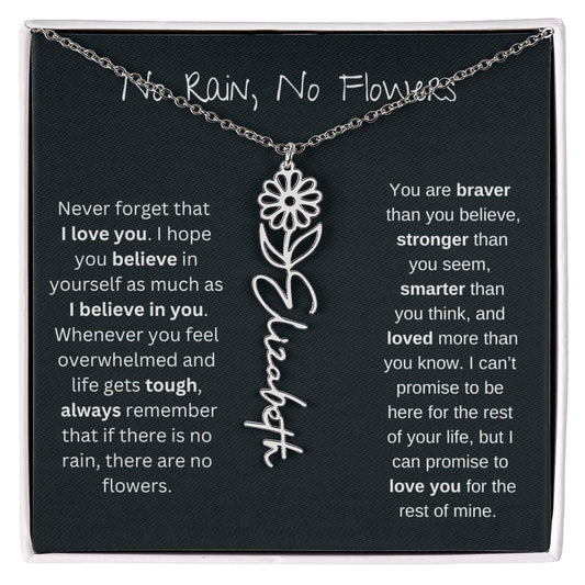 [ALMOST SOLD OUT 60%] No Rain - No Flowers - Never Forget That I Love You | Birth Flower Name Necklace