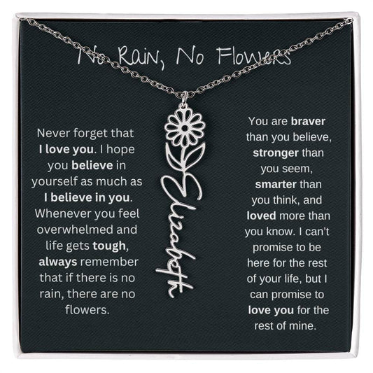 [LIMITED TIME ONLY] No Rain - No Flowers - Never Forget That I Love You | Birth Flower Name Necklace