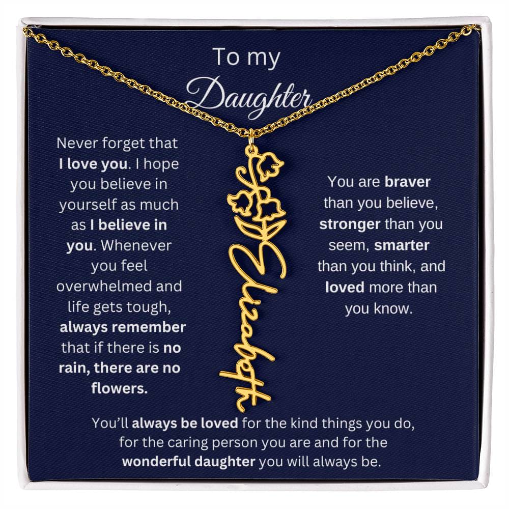 To My Daughter | I Love You | Flower Name Necklace
