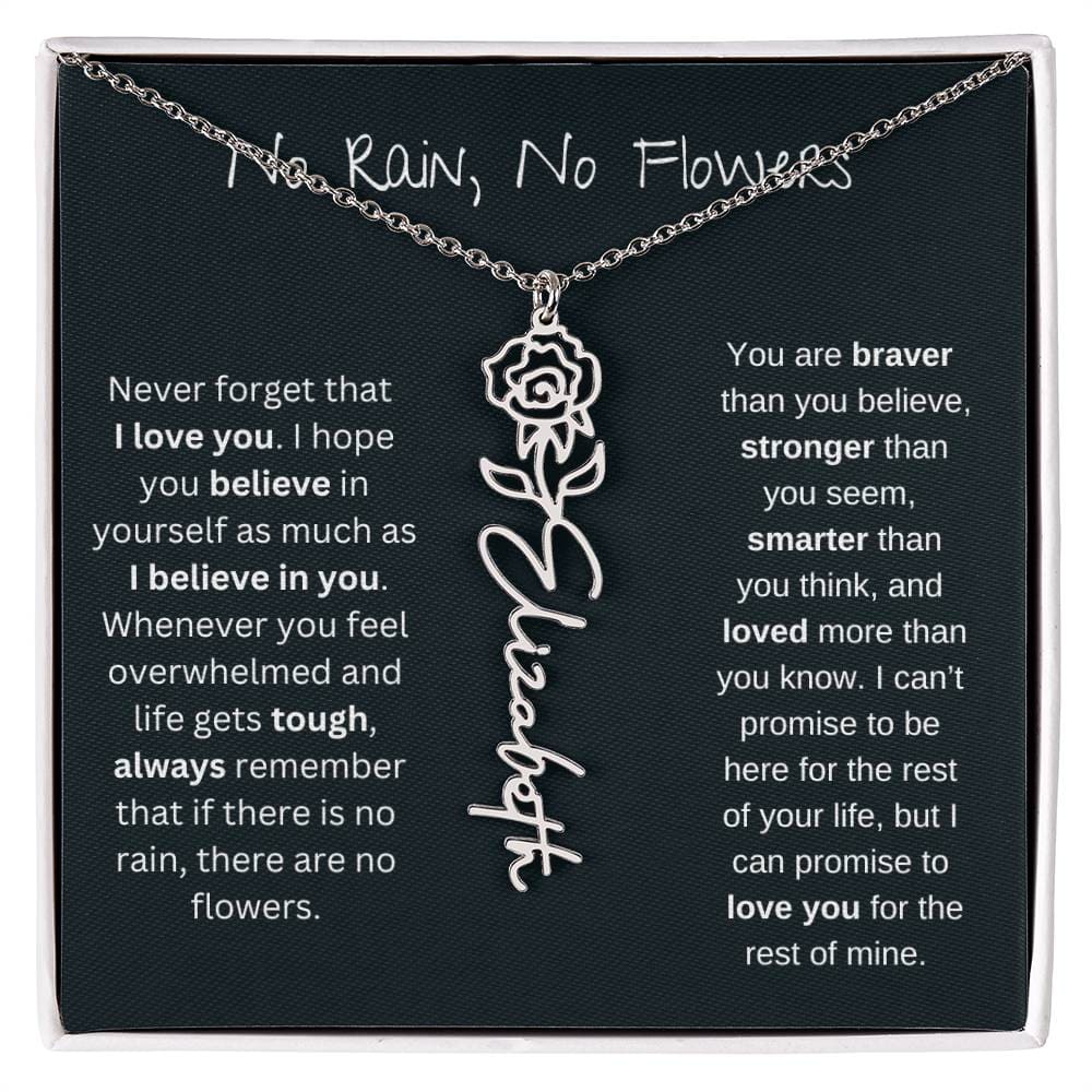 Never Forget That I Love You - Flower Name Necklace
