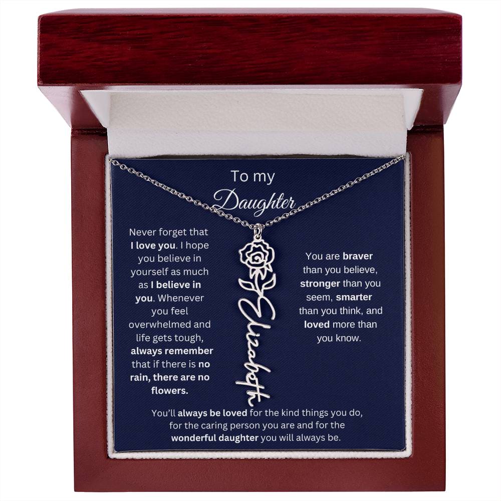 To My Daughter | I Love You | Flower Name Necklace
