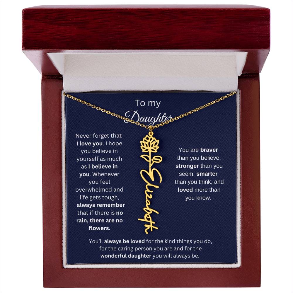 To My Daughter | I Love You | Flower Name Necklace