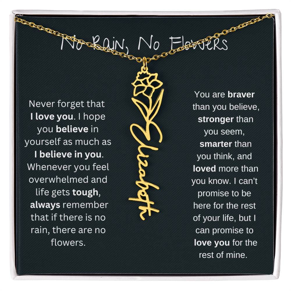 Never Forget That I Love You - Flower Name Necklace