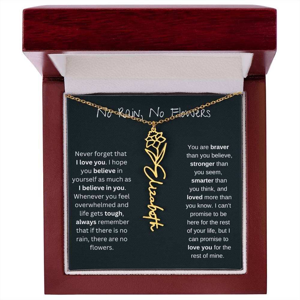 Never Forget That I Love You - Flower Name Necklace