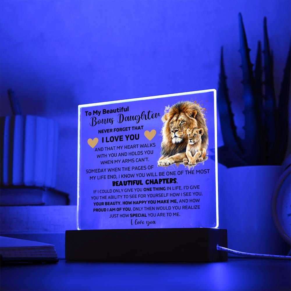 To My Bonus Daughter - I Am Proud Of You - Square Acrylic Plaque