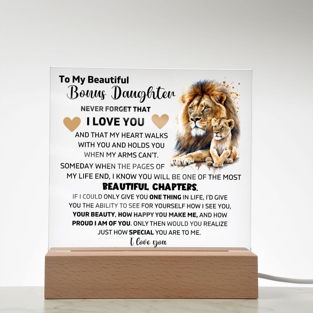 To My Bonus Daughter - I Am Proud Of You - Square Acrylic Plaque