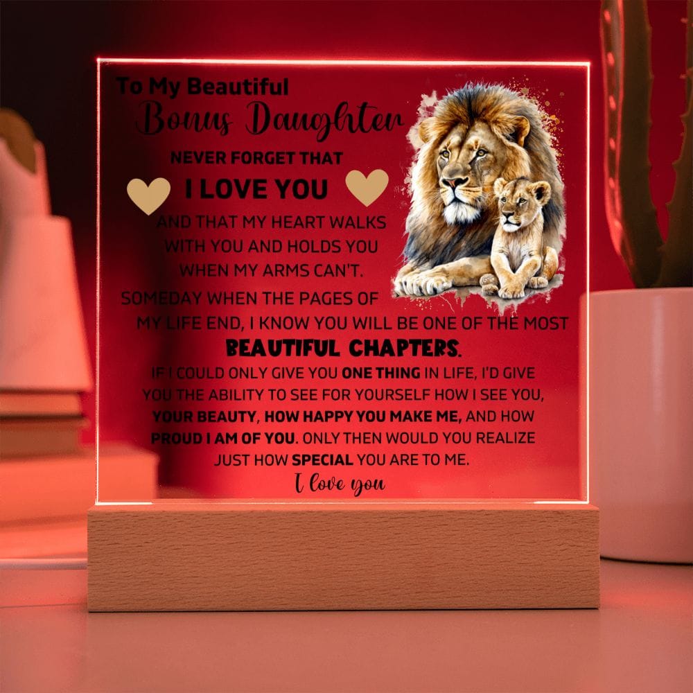 To My Bonus Daughter - I Am Proud Of You - Square Acrylic Plaque