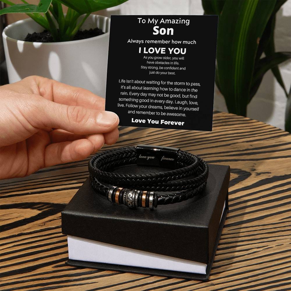 To My Son - Follow Your Dreams - Luxury Leather Bracelet