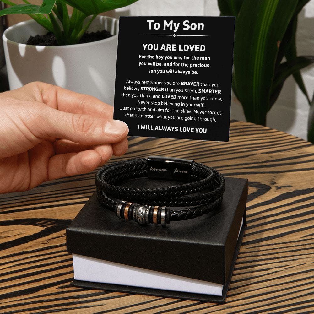 To My Son - I Will Always Love You - Luxury Leather Bracelet