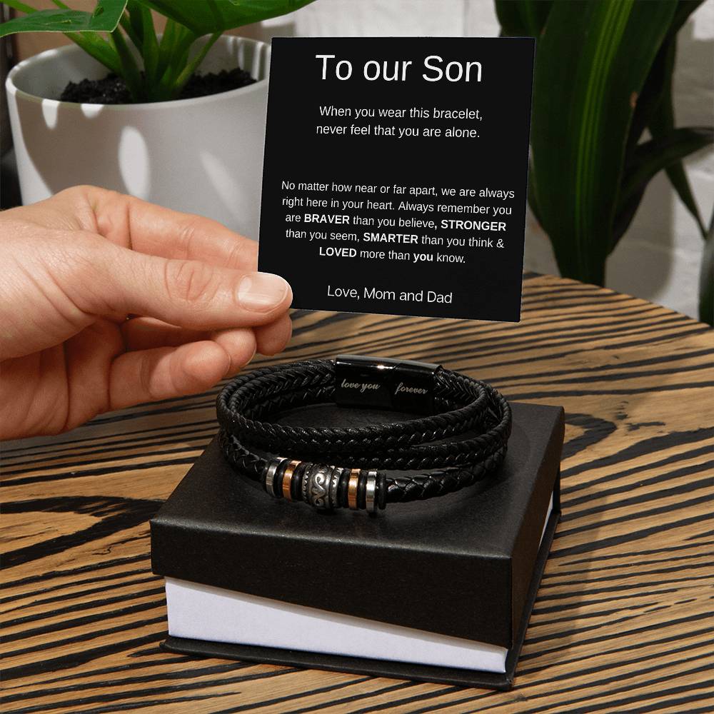To My Son - Never Feel That You Are Alone - Luxury Leather Bracelet