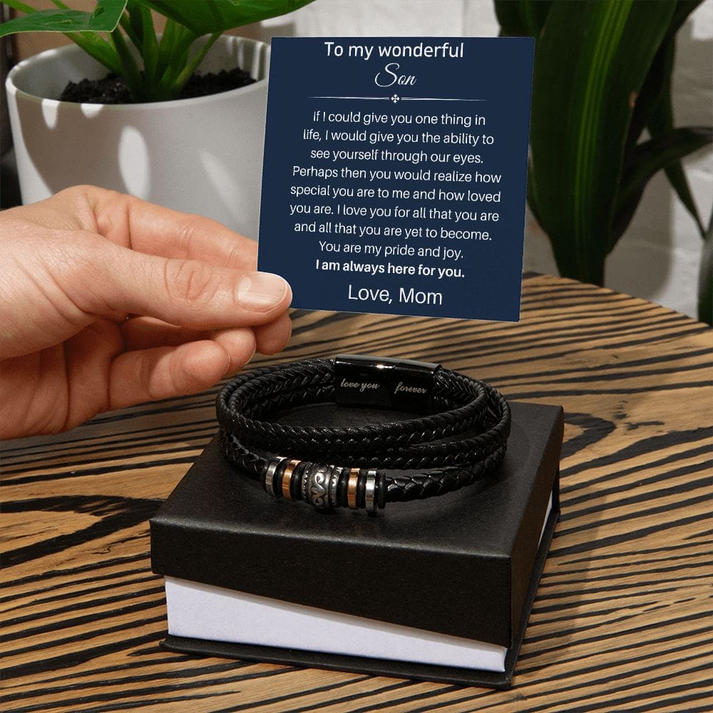 To My Son - I'm Always Here For You - Luxury Leather Bracelet