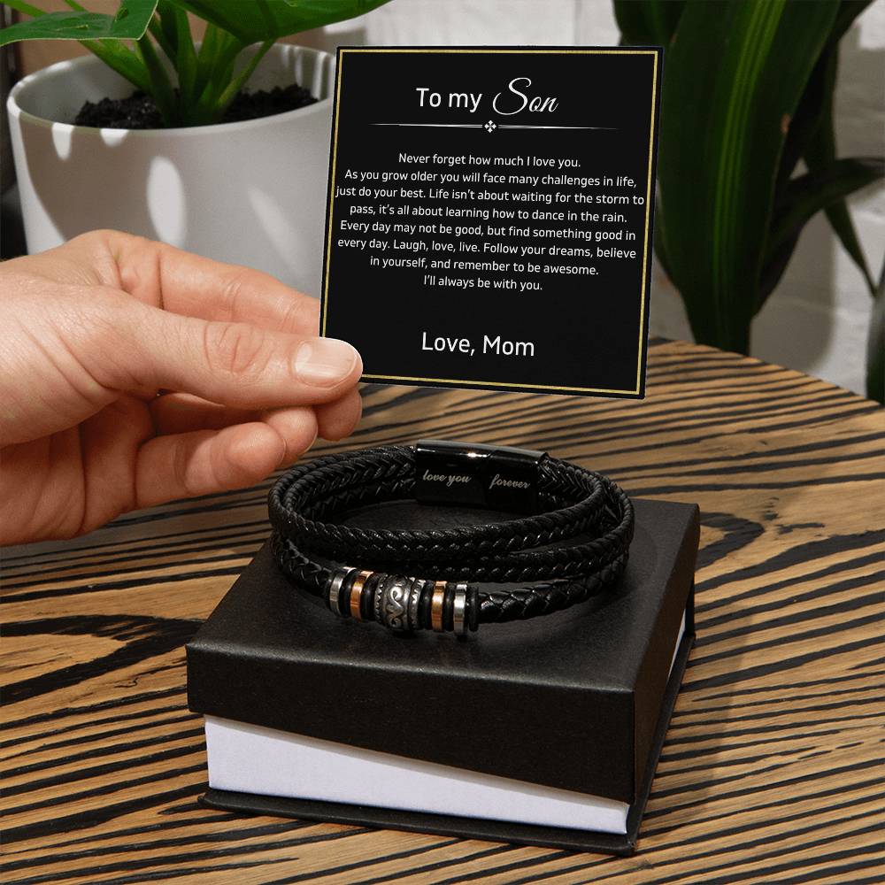 To My Son - Never Forget How Much I Love You - Luxury Leather Bracelet
