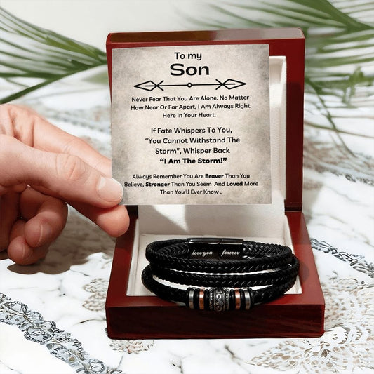 To My Son - You Are Braver Than You Believe - Luxury Leather Bracelet