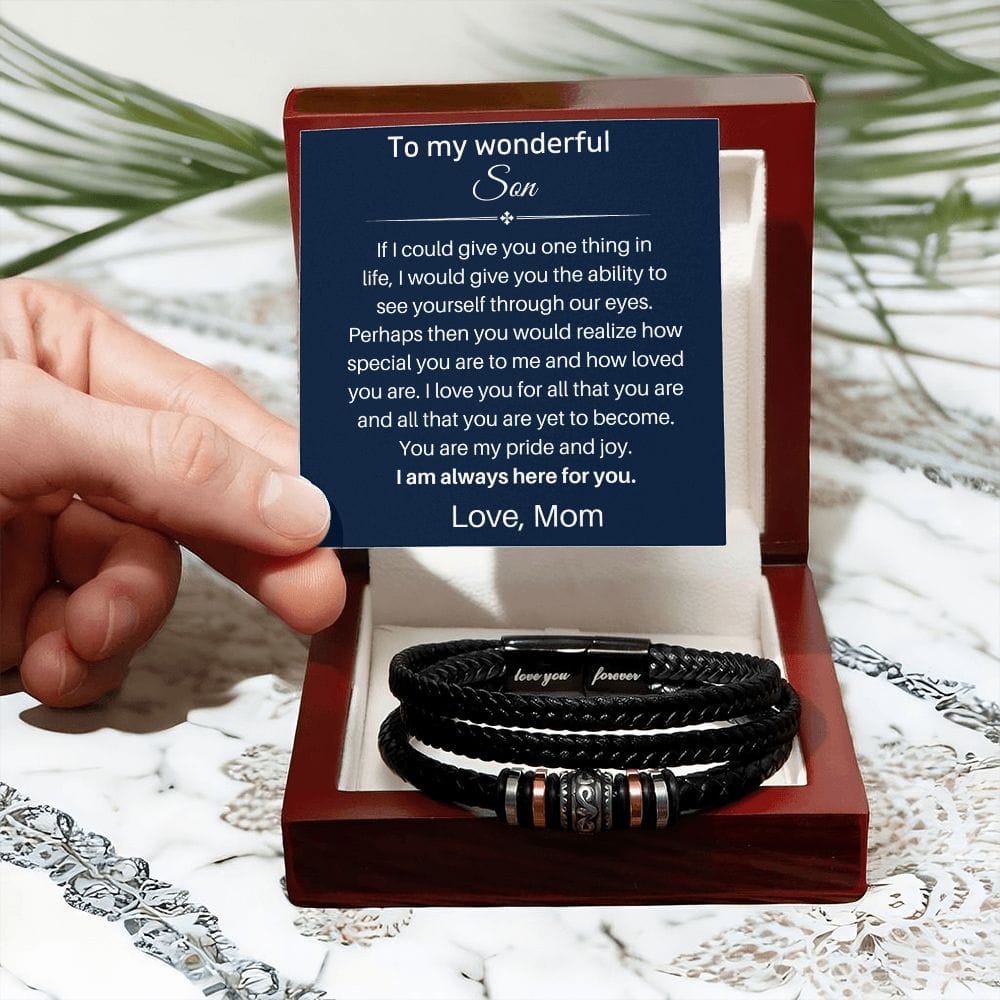 To My Son - I'm Always Here For You - Luxury Leather Bracelet