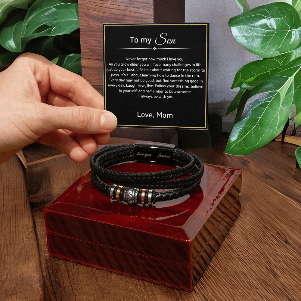 To My Son - Never Forget How Much I Love You - Luxury Leather Bracelet