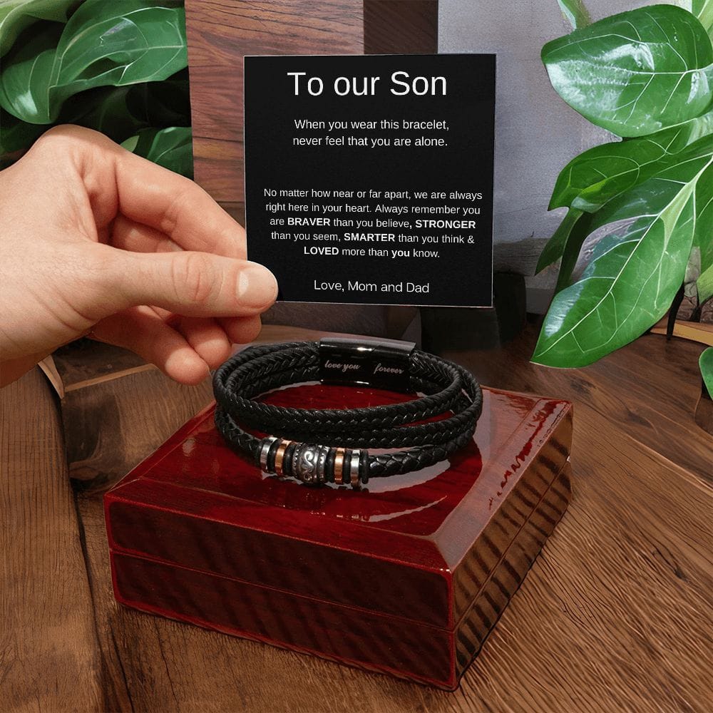 To My Son - Never Feel That You Are Alone - Luxury Leather Bracelet