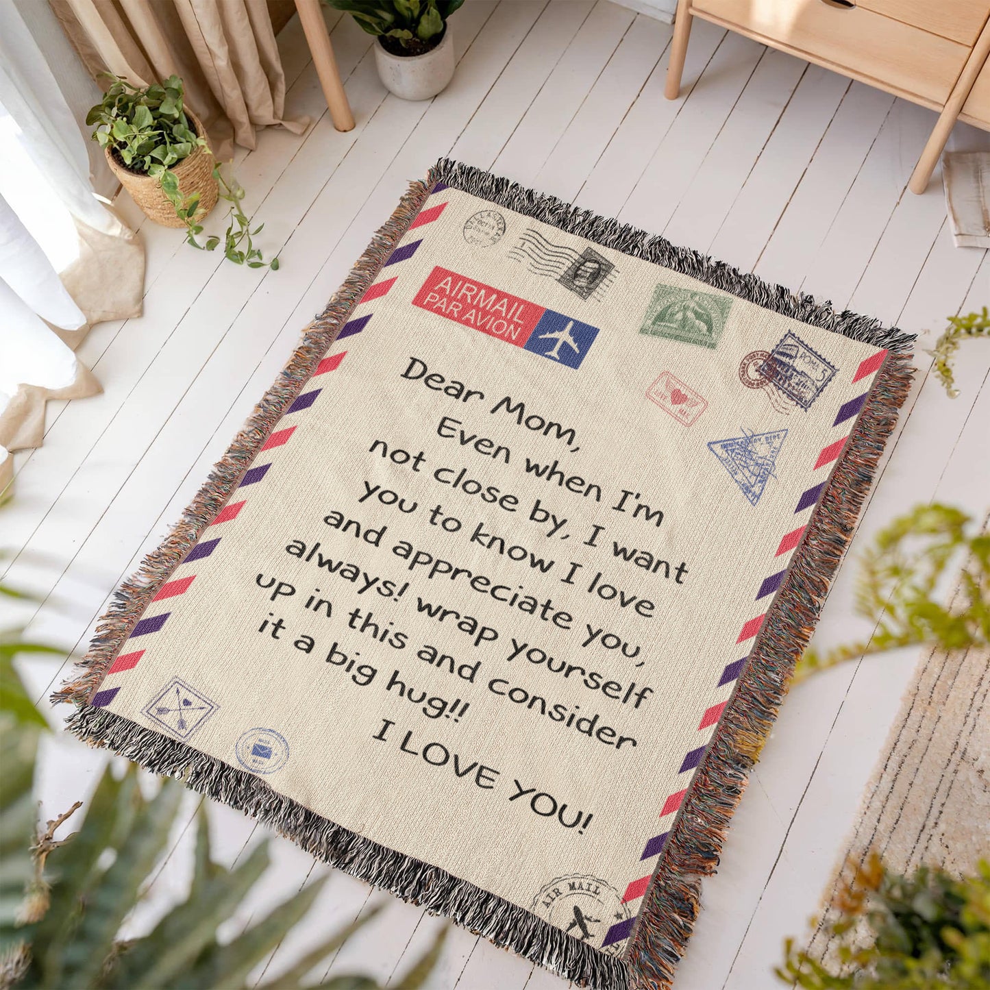 Dear Mom - I Love You - Heirloom Woven Blanket